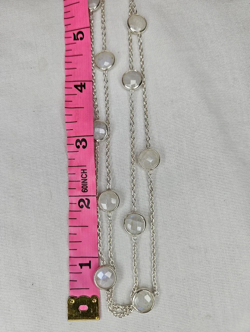 Sterling Silver Sri Lanka Moonstone Station Necklace 36